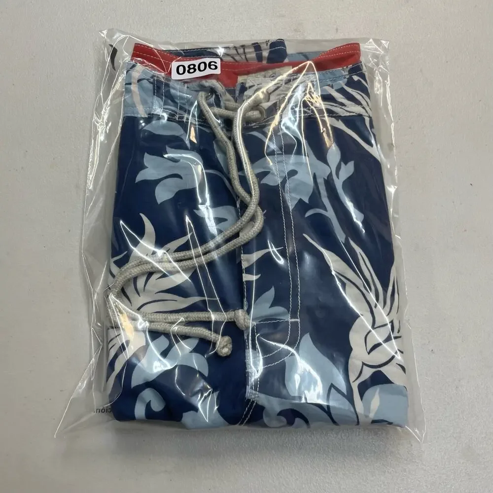 J. Crew blue Hawaiian print tropical floral beach board shorts men's 36